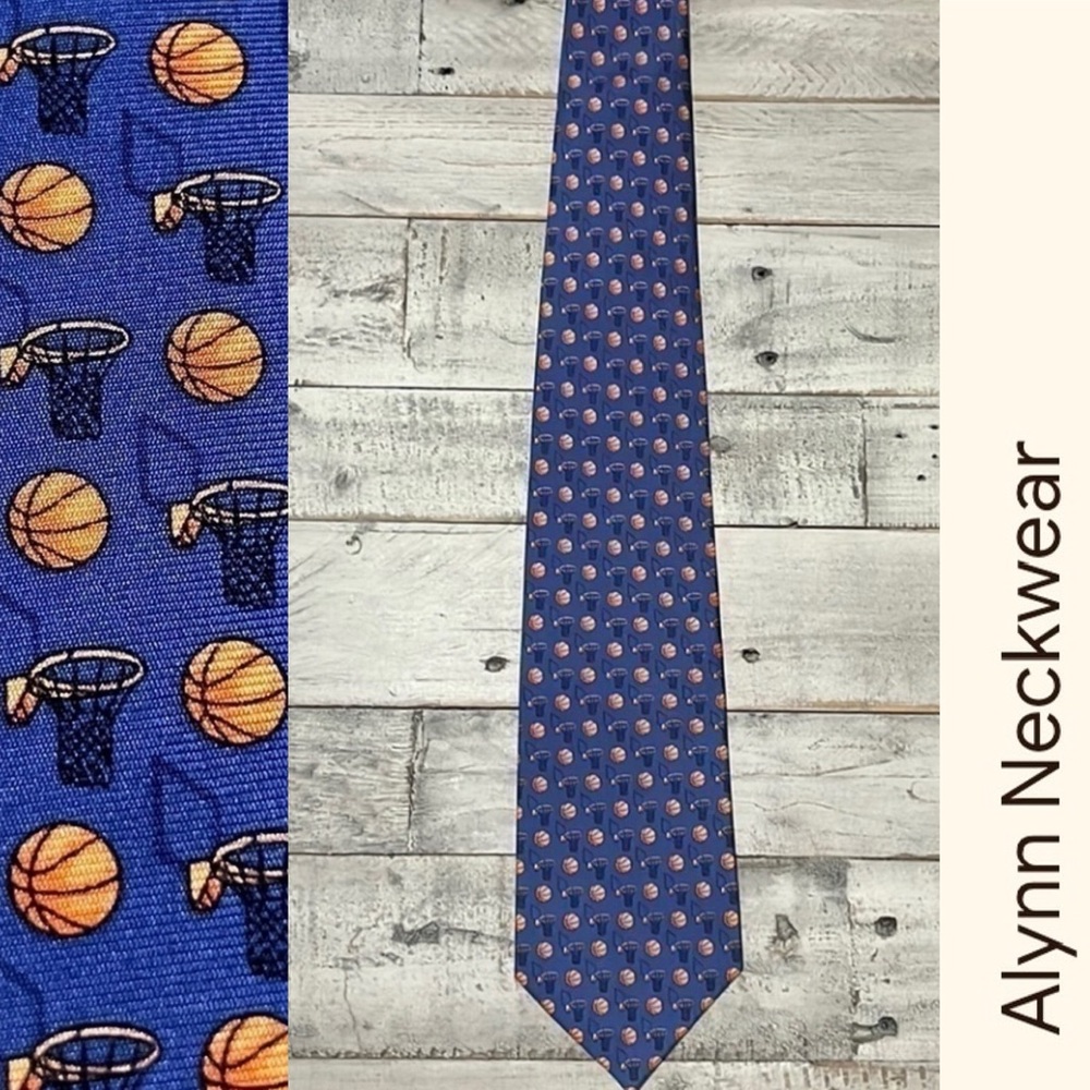Alynn Neckwear Silk‎ Tie - Basketballs & Hoops